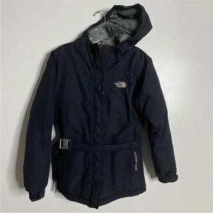 The North Face Girls L  Black Belted Down Parka Coat